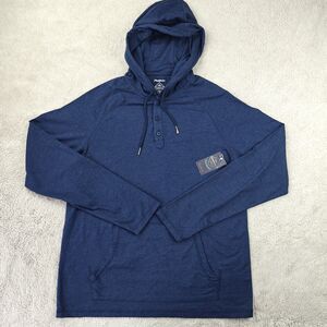 NWT Flag & Anthem Madeflex Henley Hoodie Men's M Blue Athletic Sweatshirt